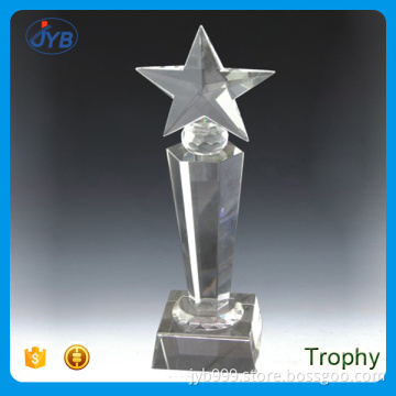 high quality customized logo 3d crystal star shaped top trophy